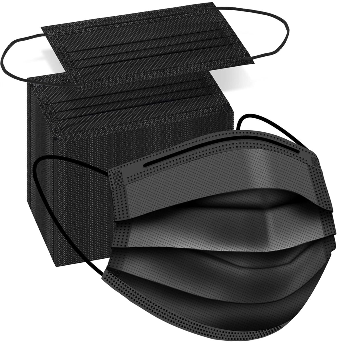 100 PCS Disposable Face Masks, Black Disposable Masks, 3 Ply Protection Face Masks - Image 2