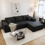 107.5" Cloud Sectional Couch with L-Shape Chaise,Modern Modular Sofa with Deep Seat, Upholstered Couches for Living Room Bedroom Apartments,No Assembly Required, (Black,Right Facing Chaise) - Image 2