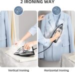 Steam Iron for Clothes Rapid Heating, 1700W Iron with Non-Stick Ceramic Soleplate, 3-Way Auto-Off, Burst of Steam, Self-Cleaning, 14.07oz Water Tank Ironing Clothes for Home, Grey - Image 7