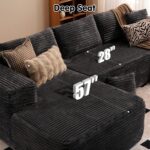 ovios 104" Cloud Sectional Couch with L-Shape Chaise,Modern Modular Sofa with Deep Seat, Upholstered Couches for Living Room Bedroom,No Assembly Required, Grey (Plush Corduroy Fabric) - Image 4