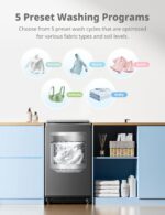COMFEE’ 1.6 Cu.ft Portable Washing Machine, 11lbs Capacity Fully Automatic Compact Washer with Wheels, 6 Wash Programs Laundry Drain Pump, Ideal for Apartments, RV, Camping, Magnetic Gray - Image 5