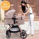 2-in-1 Baby Stroller with Bassinet Mode - Folding Infant Newborn Pram Stroller with Reversible Seat - Toddler Strollers for 0-36 Months Old Babies (Beige) - Image 5