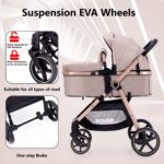 2-in-1 Baby Stroller with Bassinet Mode - Folding Infant Newborn Pram Stroller with Reversible Seat - Toddler Strollers for 0-36 Months Old Babies (Beige) - Image 6