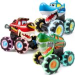 JOYIN 3 Pack Monster Truck Toy - Motion Activated Light-Up Cars for Toddlers - Monster Treads Lightning Wheels - Baby Toy Present - Press & Go Cars for Boys Girls Birthday Gifts for Christmas - Image 10