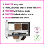 wet n wild Ultimate Eyebrow Makeup Kit, Long-Lasting Matte Brow Powder, Tweezers, Wax & Brush, Built-In Mirror, Purse-Friendly Compact - Dark Brown - Image 3