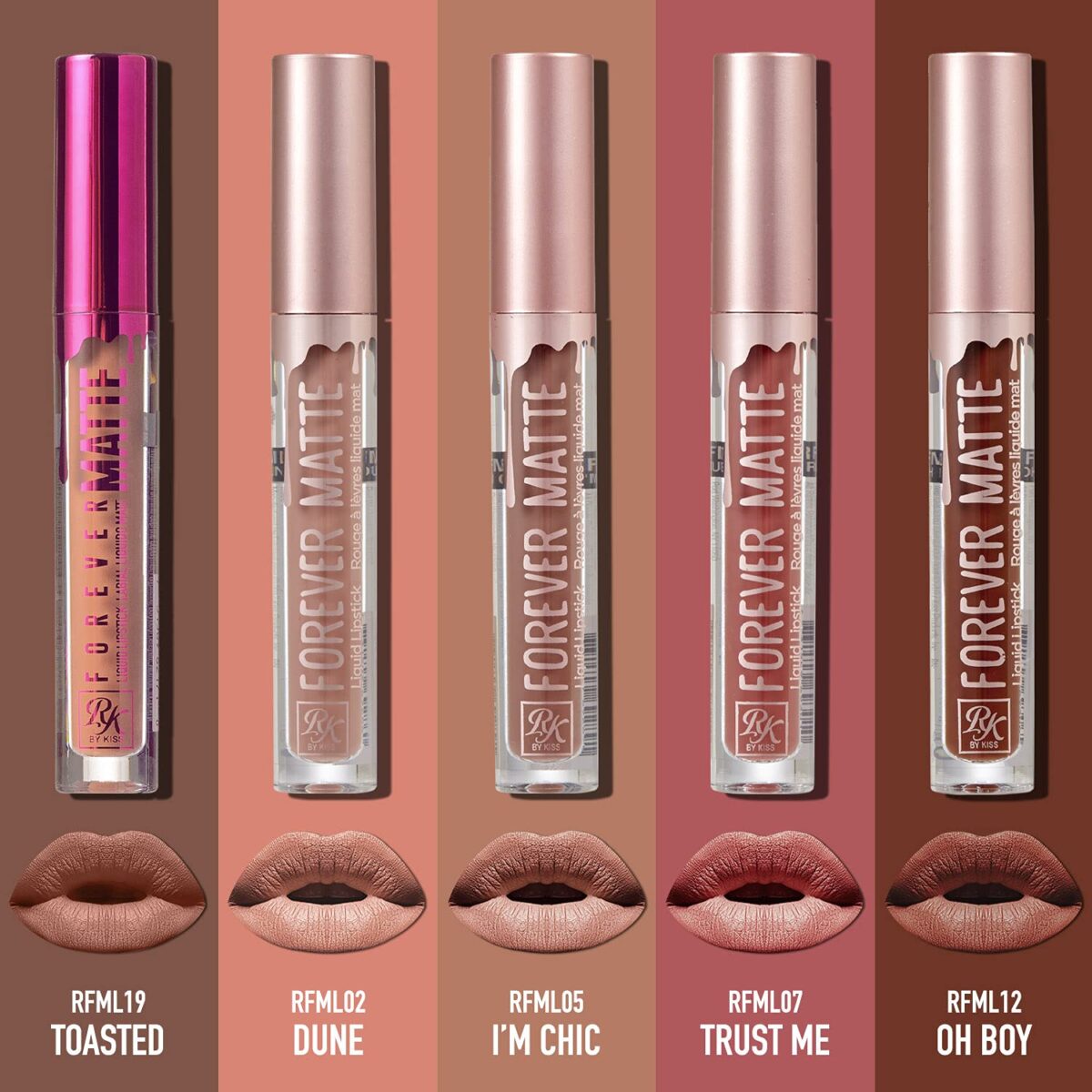 Ruby Kisses Forever Matte Liquid Lipstick 5 Pack - RFML02&05&07&12&19 - Image 3