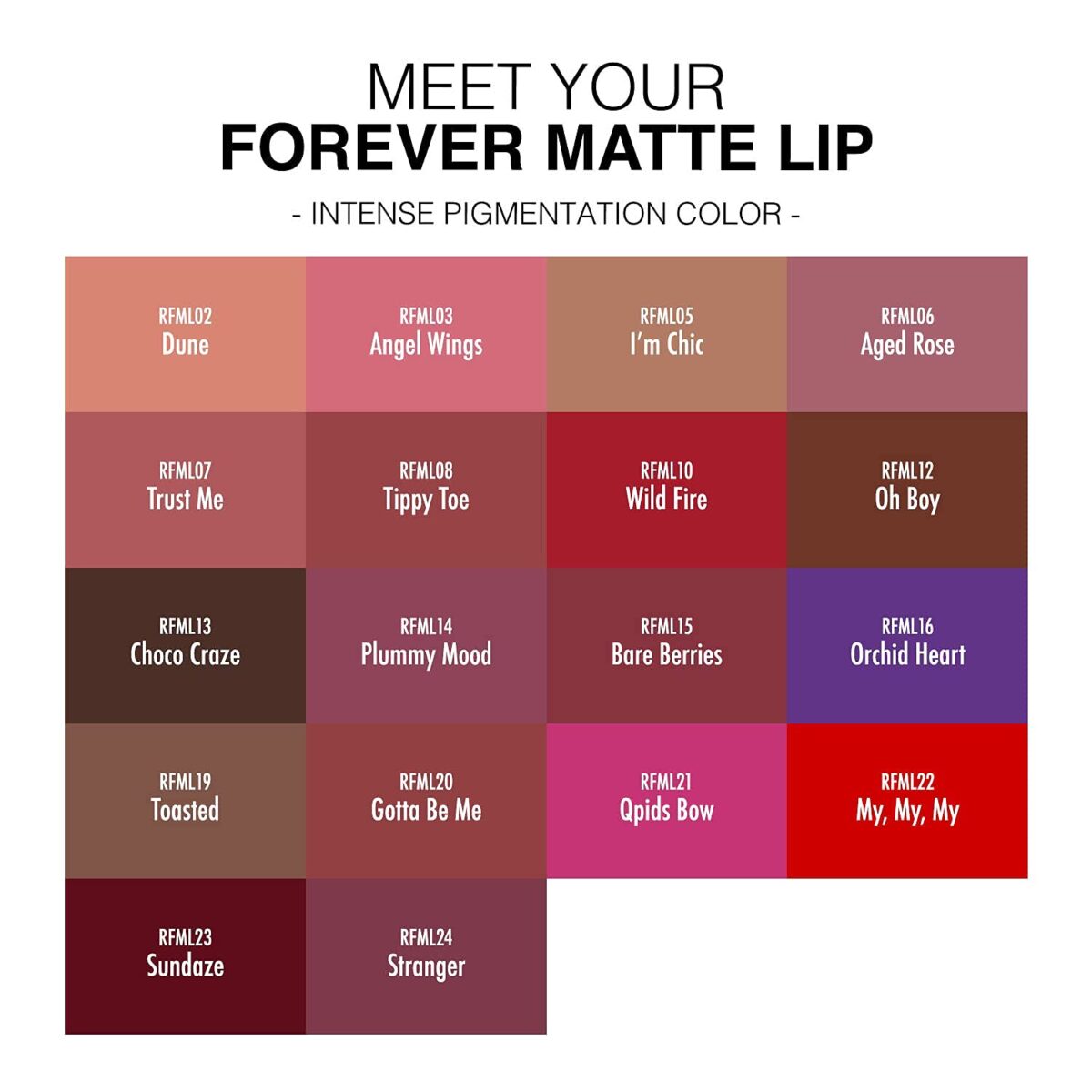 Ruby Kisses Forever Matte Liquid Lipstick 5 Pack - RFML02&05&07&12&19 - Image 6