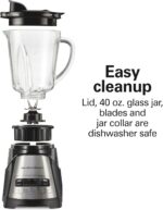 Hamilton Beach Power Elite Wave Action Blender For Smoothies, 40 Oz Glass Jar, 12 Functions Including Puree, Crush Ice, 700 Watts - Black (58148A) - Image 6