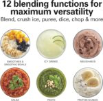 Hamilton Beach Power Elite Wave Action Blender For Smoothies, 40 Oz Glass Jar, 12 Functions Including Puree, Crush Ice, 700 Watts - Black (58148A) - Image 7