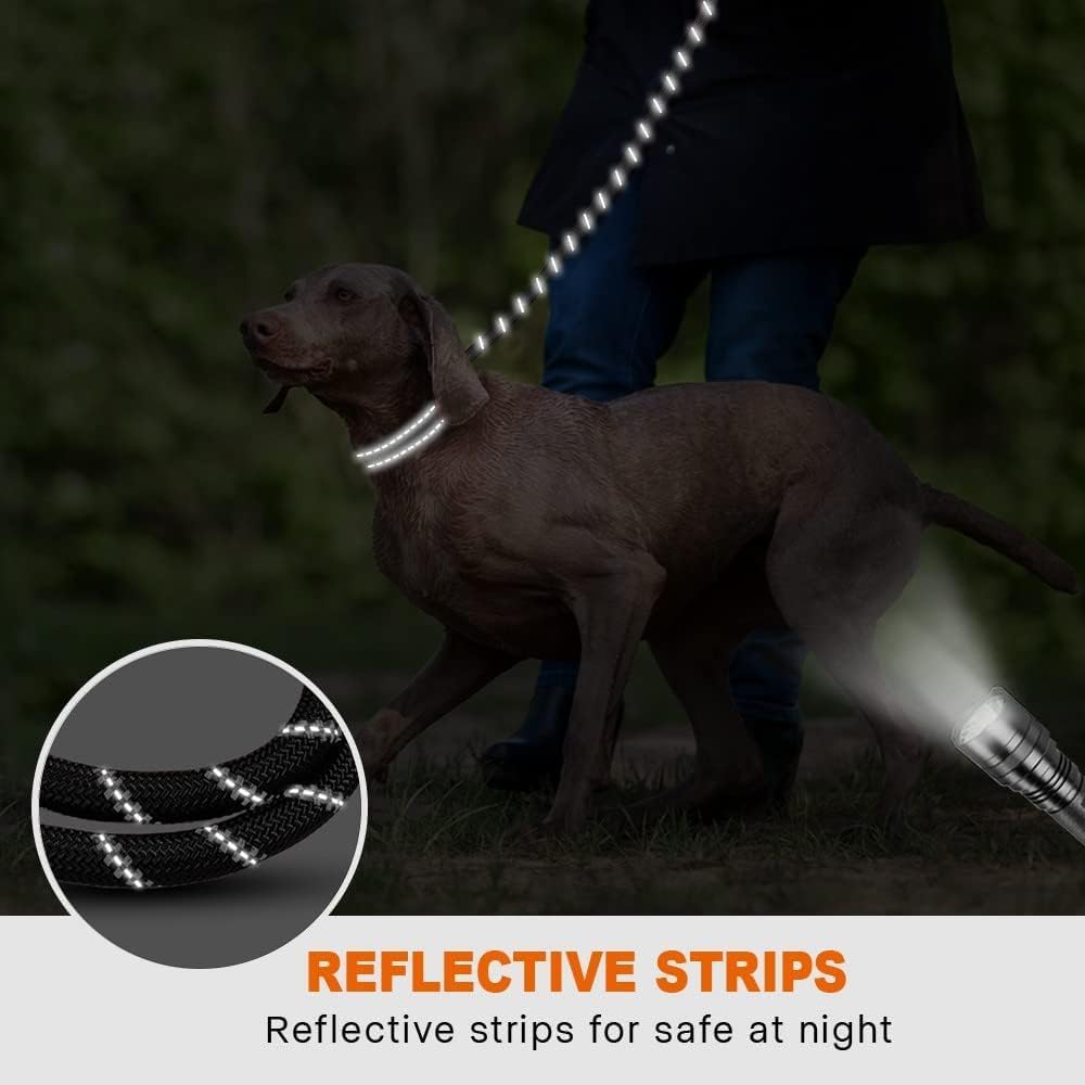Taglory Rope Dog Leash 6 FT with Comfortable Padded Handle, Highly Reflective Threads Leash for Medium Large Dogs, 1/2 inch, Black - Image 6