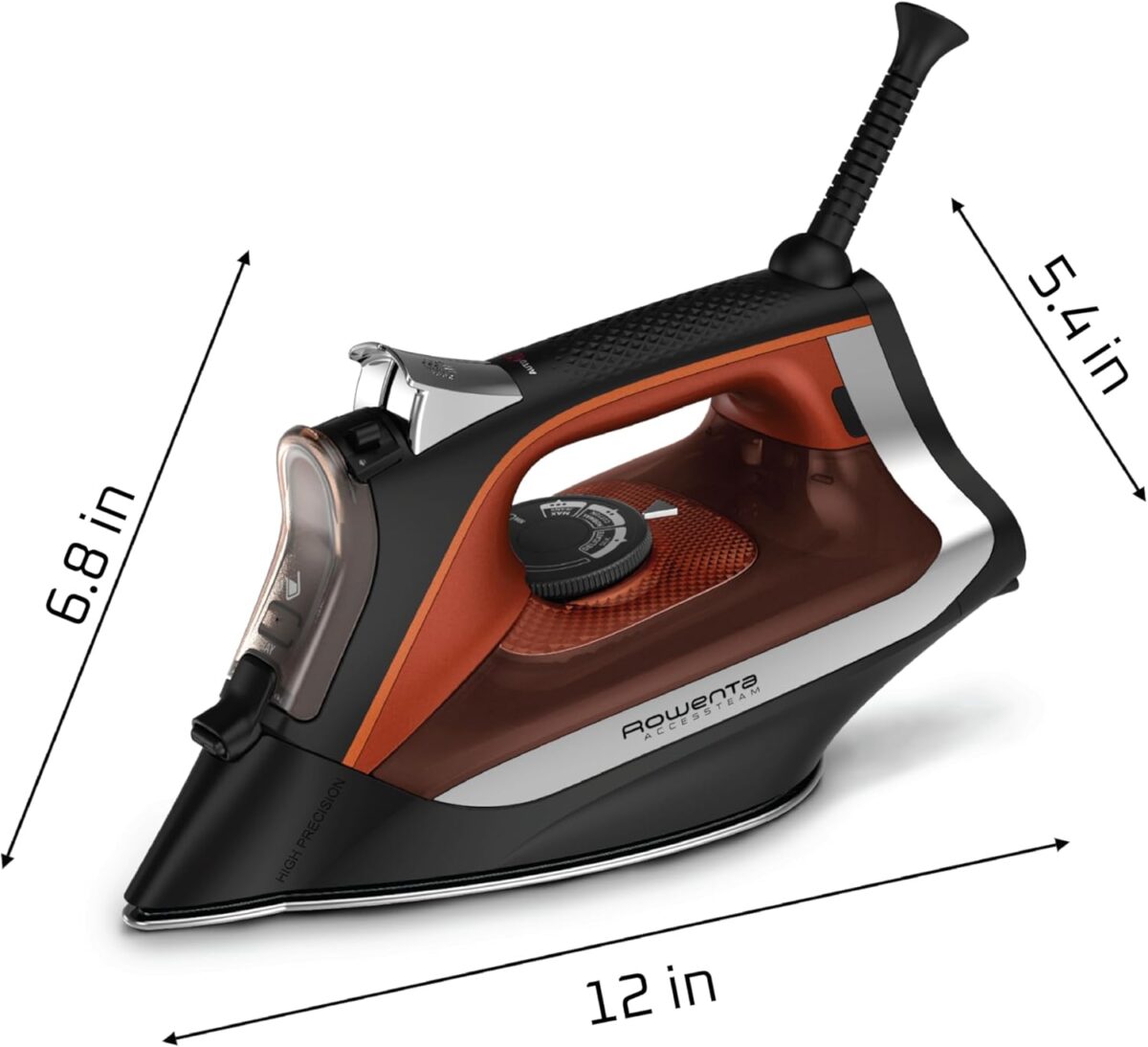 Rowenta Iron Steamer for Clothes, Stainless Steel Soleplate Steam Iron, Microsteam Holes, 1700 Watts, Lightweight, Auto-off, Black, DW2360 - Image 9