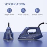 BEAUTURAL Steam Iron for Clothes with Precision Thermostat Dial, Ceramic Coated Soleplate, 3-Way Auto-Off, Self-Cleaning, Anti-Calcium, Anti-Drip Blue - Image 7