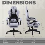 Dowinx Gaming Chair Fabric with Pocket Spring Cushion, Massage Game Chair Cloth with Headrest, Ergonomic Computer Chair with Footrest 290LBS, Black and Grey - Image 4