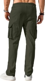Comdecevis Men's Casual Cargo Pants Workout Joggers Stretch Sweatpants Hiking Drawstring Tactical Pants with Multi Pockets - Image 4