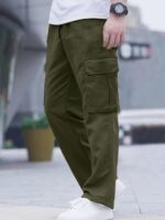 Comdecevis Men's Casual Cargo Pants Workout Joggers Stretch Sweatpants Hiking Drawstring Tactical Pants with Multi Pockets - Image 8