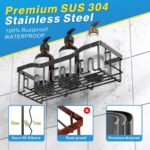 Adhesive Shower Caddy, 5 Pack Rustproof Stainless Steel Bath Organizers With Large Capacity, No Drilling Shelves for Bathroom Storage & Home Decor-XL Size - Image 6