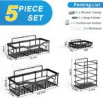 Adhesive Shower Caddy, 5 Pack Rustproof Stainless Steel Bath Organizers With Large Capacity, No Drilling Shelves for Bathroom Storage & Home Decor-XL Size - Image 8