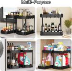 2 Pack Multi-Purpose Pull-Out Storage Organizers, Under Sink Organizers and Storage for Bathroom & Kitchen, Under Cabinet Organizers and storage, 12.8 Inch, Black - Image 7