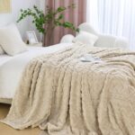 Aganear Fleece Throw Blanket - Cozy Soft Lightweight Fuzzy Throw Blanket for Women Portable Throw Blankets for Couch, Warm Present for Birthday, Christmas, Halloween, Housewarming(50"x60", Khaki) - Image 4