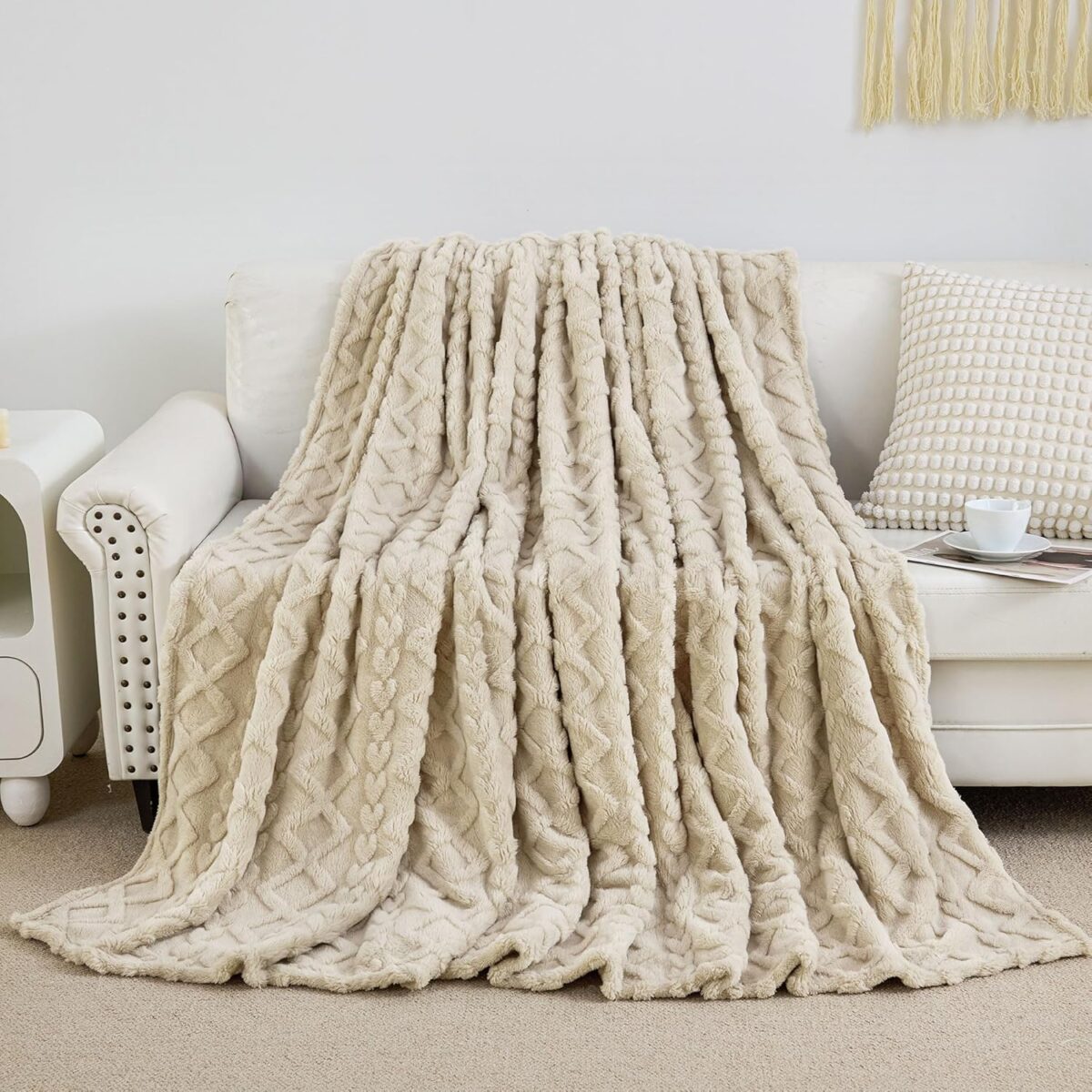 Aganear Fleece Throw Blanket - Cozy Soft Lightweight Fuzzy Throw Blanket for Women Portable Throw Blankets for Couch, Warm Present for Birthday, Christmas, Halloween, Housewarming(50"x60", Khaki) - Image 8