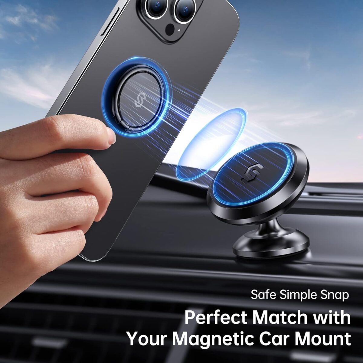 Syncwire Cell Phone Ring Holder Stand, 360 Degree Rotation Finger Ring Kickstand Polished Metal Phone Grip for Magnetic Car Mount - Image 7