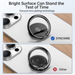 Syncwire Cell Phone Ring Holder Stand, 360 Degree Rotation Finger Ring Kickstand Polished Metal Phone Grip for Magnetic Car Mount - Image 9