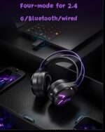 Pro E-Gaming Level Headphones or Headset for Xbox, PS5, PC & Switch, 7.1 Surround Sound, Dual EQ & Noise Cancel, Lightweight, Ultra-Low Latency, RGB, Over Ear Headphones (USB, BTv5.4, 2.4GHz, Wired) - Image 3
