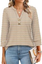 OFEEFAN Womens Tops 3/4 Sleeve Henley Shirts for Women Fall Fashion 2025 School Outfits for Teachers - Image 4