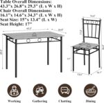 5 Piece Dining Table Set, Modern Metal&Wood Kitchen Dinner Table with 4 Chairs, Dining Room Table Sets for Small Spaces, Gray - Image 3