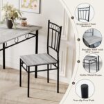 5 Piece Dining Table Set, Modern Metal&Wood Kitchen Dinner Table with 4 Chairs, Dining Room Table Sets for Small Spaces, Gray - Image 5