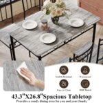 5 Piece Dining Table Set, Modern Metal&Wood Kitchen Dinner Table with 4 Chairs, Dining Room Table Sets for Small Spaces, Gray - Image 7