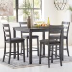 Signature Design by Ashley Bridson 5 Piece Counter Height Dining Room Set, Includes Table & 4 Bar Stools, Gray - Image 3