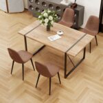 Dining Table Set for 4, Modern 55'' Wood Dinette Table Set for 4 with Fabric Dining Chairs,Table and Chairs Set of 4,Ideal for Kitchen Dining Room - Image 3