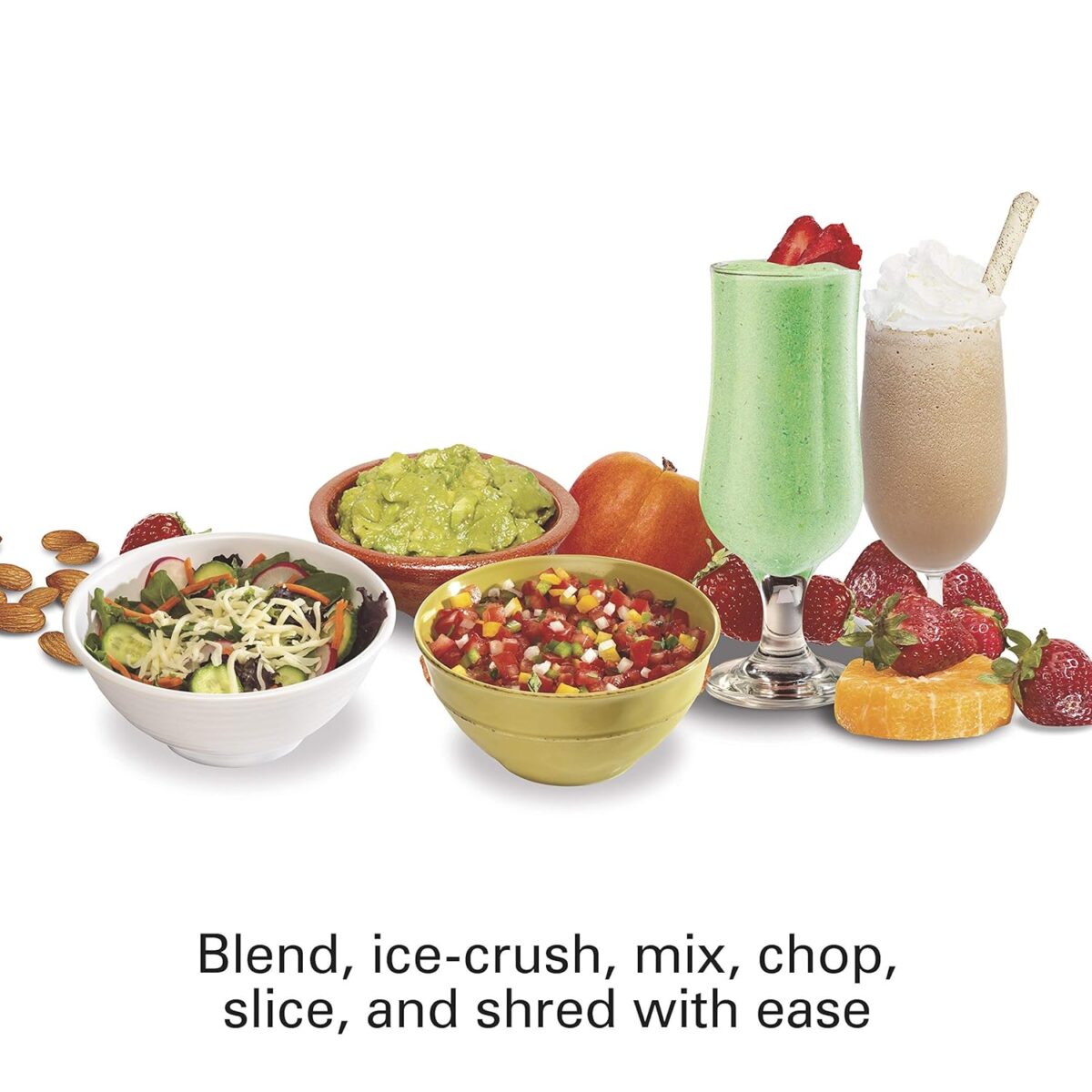Hamilton Beach Blender and Food Processor Combo for Shakes & Smoothies, With 3 Cup Electric Food Chopper Attachment, 40 oz Glass Jar, Blender Travel Cup, 700 Watts Peak Power, Gray & Black (58163) - Image 6
