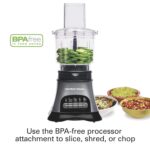 Hamilton Beach Blender and Food Processor Combo for Shakes & Smoothies, With 3 Cup Electric Food Chopper Attachment, 40 oz Glass Jar, Blender Travel Cup, 700 Watts Peak Power, Gray & Black (58163) - Image 9