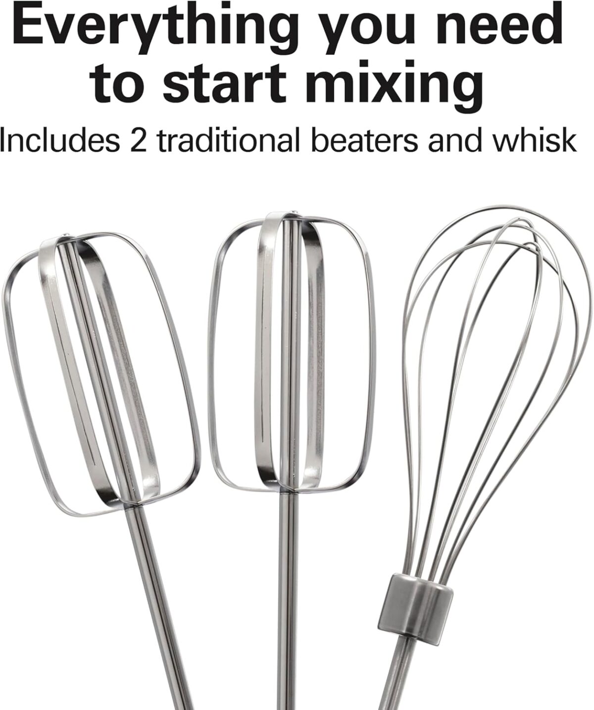 Hamilton Beach 6-Speed Electric Hand Mixer with Whisk, Traditional Beaters, Snap-On Storage Case, 250 Watts, White - Image 5