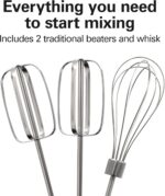 Hamilton Beach 6-Speed Electric Hand Mixer with Whisk, Traditional Beaters, Snap-On Storage Case, 250 Watts, White - Image 5