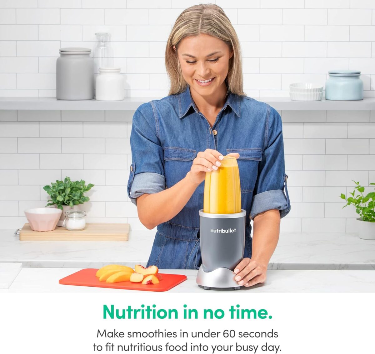 nutribullet Personal Blender, Shakes, Smoothies, Food Prep, and Frozen Blending, 24 Ounces, 600 Watt, Gray, NBR-0601WM - Image 8