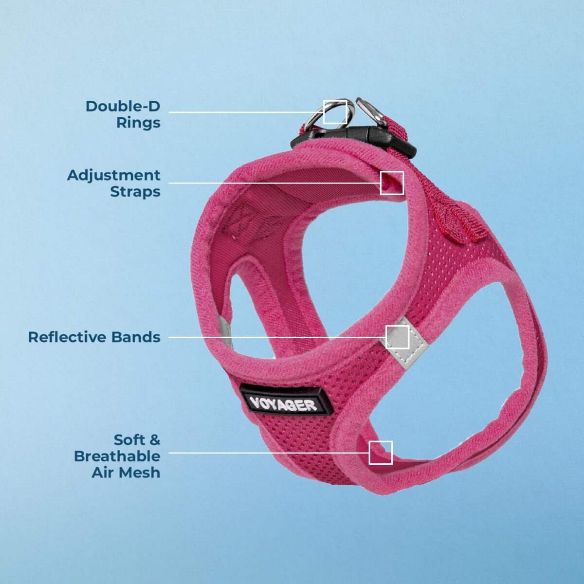 Best Pet Supplies Voyager Step-in Air Dog Harness - All Weather Mesh, Reflective, No Pull Harness for Small, Medium Dogs, Cats - Secure with Hook & Loop Fastener, Buckle, Double D-Rings - Fuchsia, S - Image 5