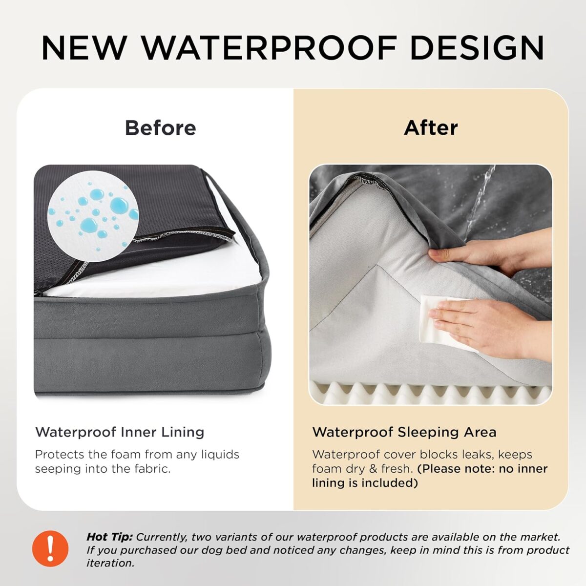 Bedsure Orthopedic Dog Beds Large Sized Dog - Washable Large Dog Cat Bed Waterproof, Comfort Dogs Couch Sofa with Washable Removable Cover, Pet Bed with Nonskid Bottom, Grey, 35" - Image 5