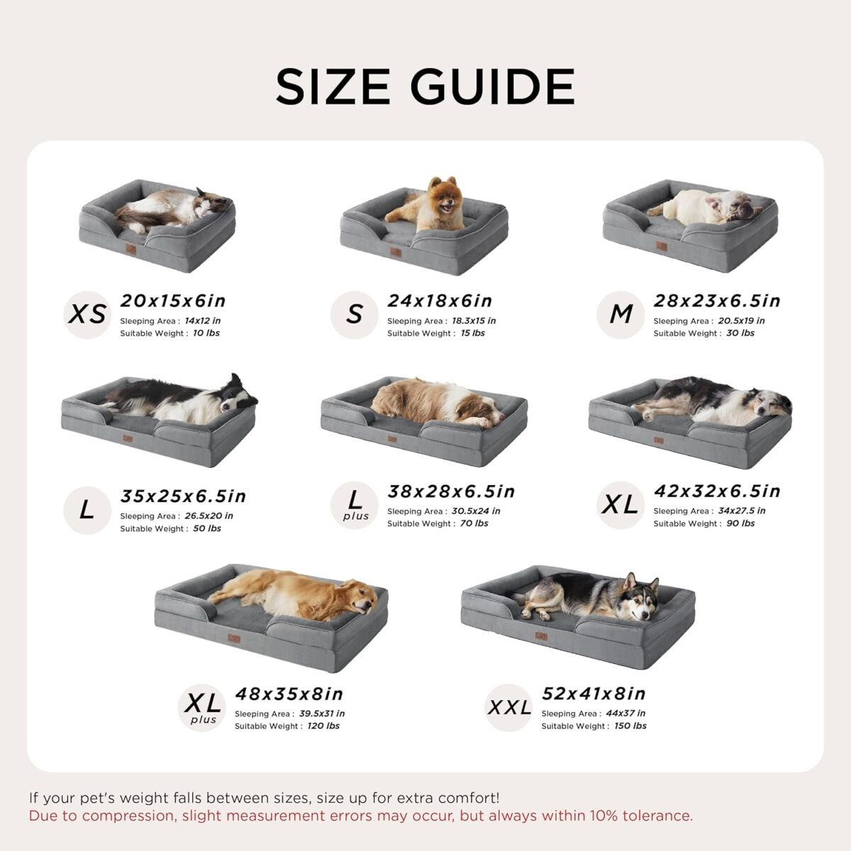 Bedsure Orthopedic Dog Beds Large Sized Dog - Washable Large Dog Cat Bed Waterproof, Comfort Dogs Couch Sofa with Washable Removable Cover, Pet Bed with Nonskid Bottom, Grey, 35" - Image 8
