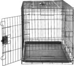 Amazon Basics Durable, Foldable, Collapsible, Portable Metal Wire Dog Crate with Tray, Single Door with Divider Panel, Easy to Assemble & Clean, 36 x 23 x 25 in, Black - Image 4