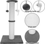Cat Scratching Post 34 Inches Heavy Duty and Thicker Cat Scratching Post Sisal Rope with Hanging Ball and Mice Scratching Post for Indoor Cats and Adult(Grey) - Image 6