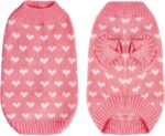Dxhycc Dog Knitted Sweater Heart Puppy Sweater Warm Soft Pet Holiday Clothes for Small Cats and Dogs (Pink, S) - Image 3