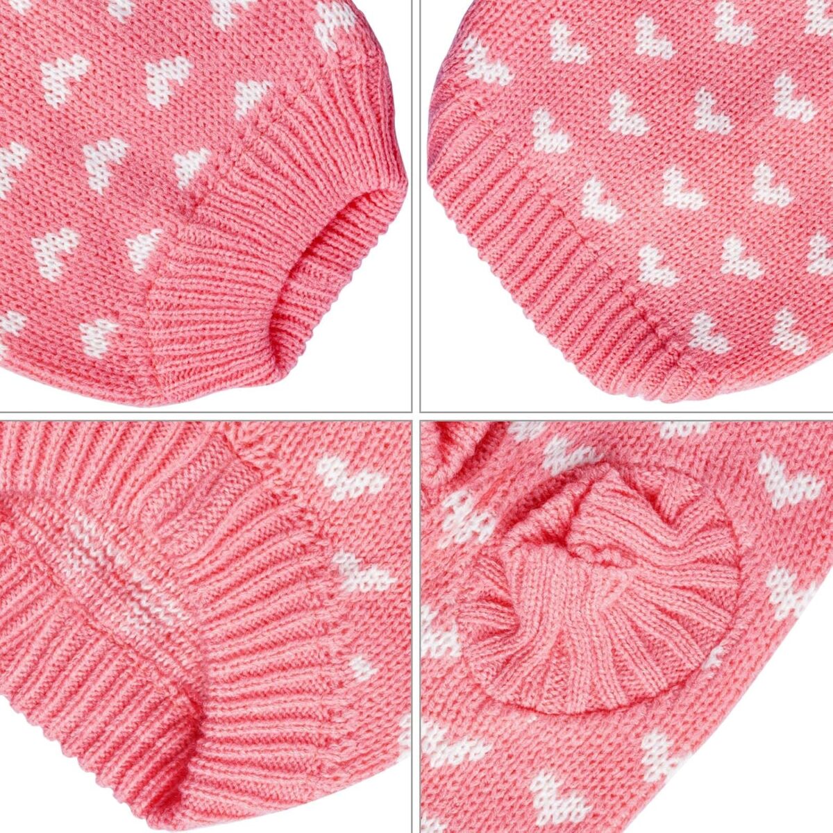Dxhycc Dog Knitted Sweater Heart Puppy Sweater Warm Soft Pet Holiday Clothes for Small Cats and Dogs (Pink, S) - Image 4