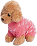 Dxhycc Dog Knitted Sweater Heart Puppy Sweater Warm Soft Pet Holiday Clothes for Small Cats and Dogs (Pink, S) - Image 5