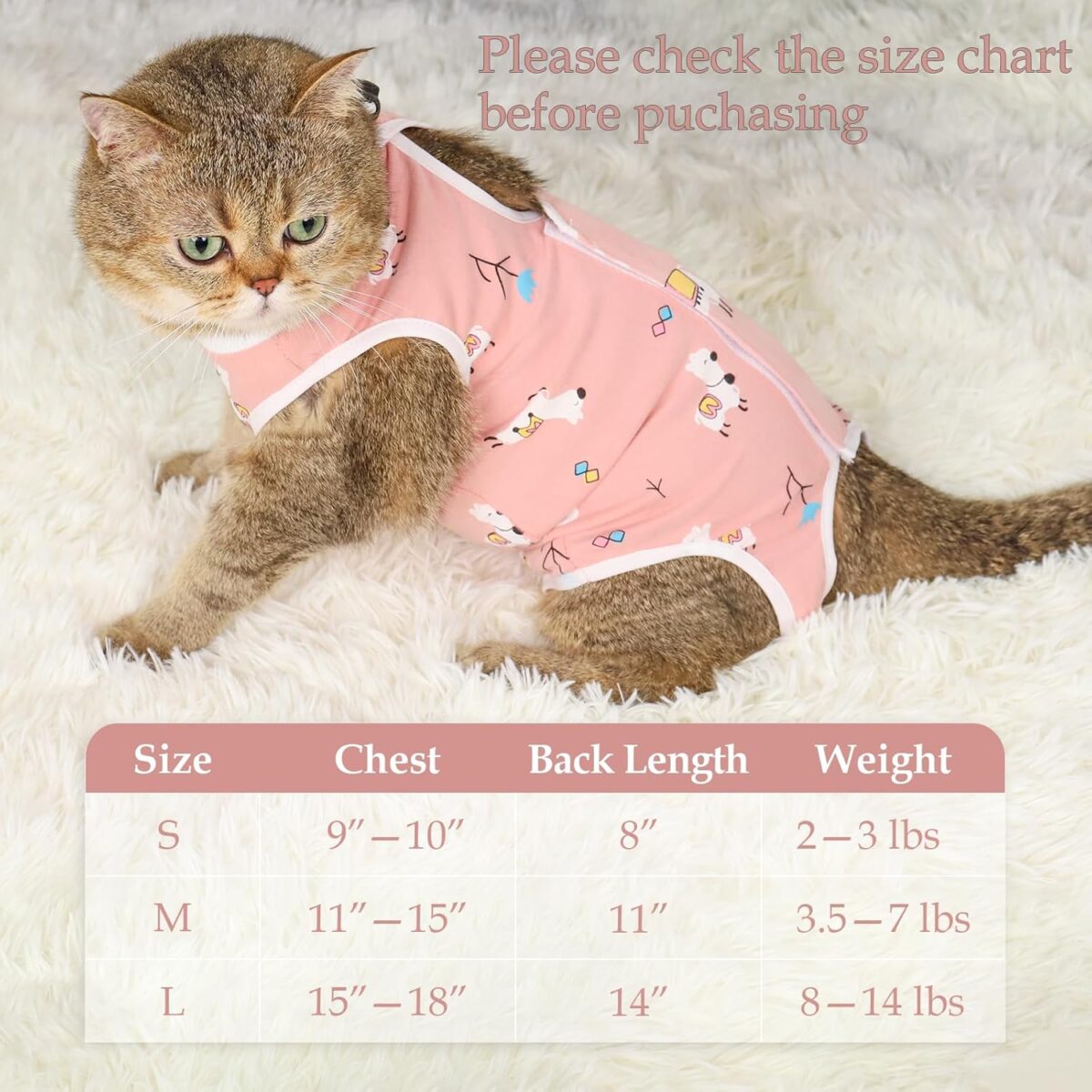 ANWA 2 Pack Cat Recovery Suit - Breathable Cat Onesie for Cats After Surgery Female, Kitten Surgery Recovery Suit Female Abdominal Wounds - Image 3