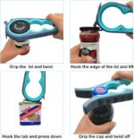 Otstar Jar Opener Bottle Opener and Can Opener for Weak hands, Seniors with Arthritis and Anyone with Low Strength, Mutil Jar Opener Get Lids Off Easily (Blue and Grey) - Image 4