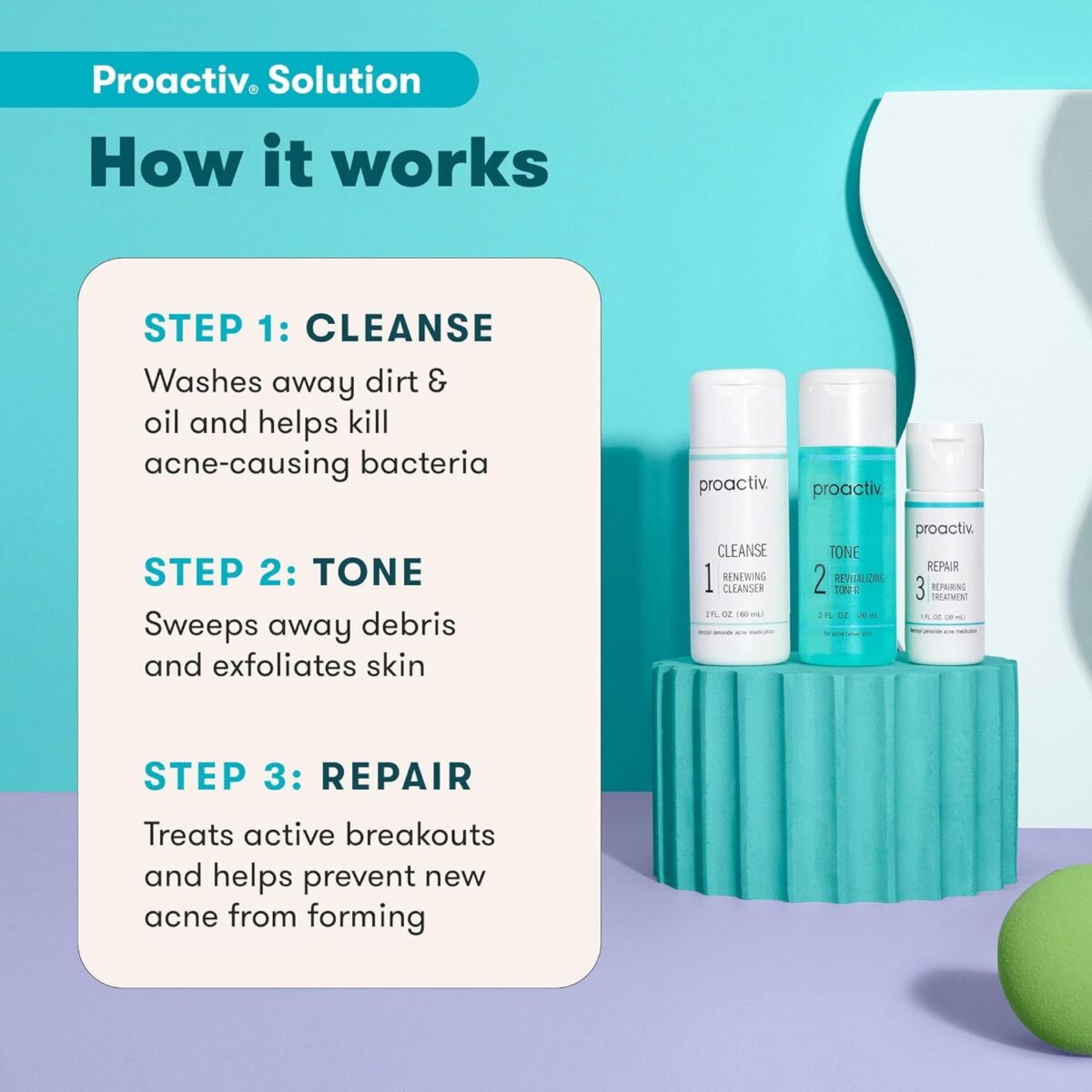 Proactiv 3 Step Acne Treatment - Benzoyl Peroxide Face Wash, Repairing Acne Spot Treatment for Face and Body, Exfoliating Toner - 30 Day Complete Acne Skin Care Kit - Image 4