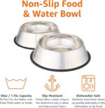 Amazon Basics Stainless Steel Non-Skid Pet Dog Water And Food Bowl, 2-Pack (10 x 2.8 Inches), Each Holds Up to 38oz - Image 4